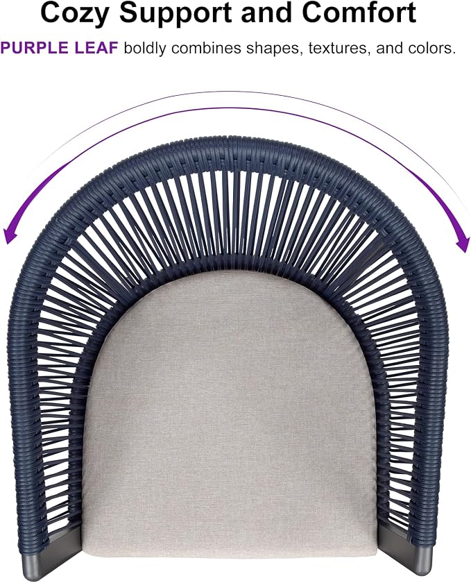 PURPLE LEAF Patio Dining Set for 6 All-Weather Wicker 7 Piece Aluminium Outdoor - Image 3