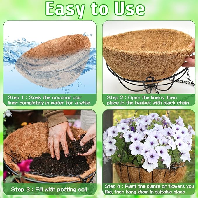 ZeeDix 2 Pack 16 Inch Large Hanging Baskets - Image 3