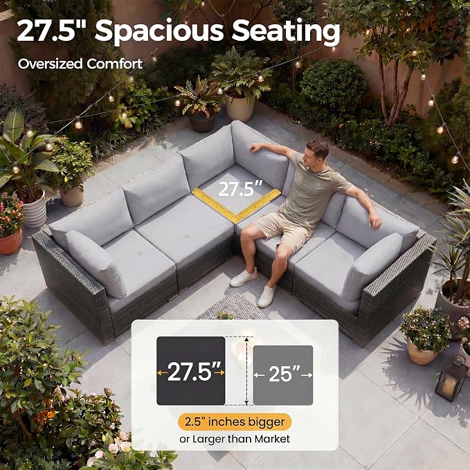 NICESOUL 13 Pcs Patio Set with Fire Pit Table, Modular 10-Seat Wicker Outdoor - Image 5