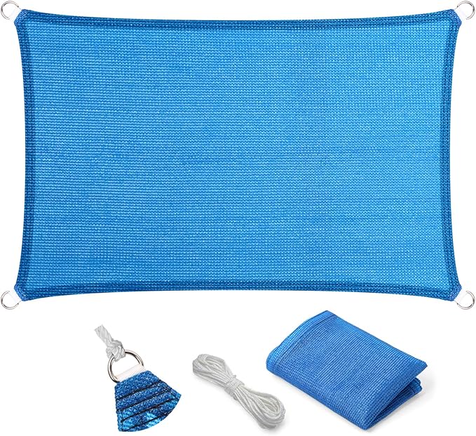 Eden's Decor Straight Flat-Edged Sun Shade Sail Rectangular 5' x 19' Blue by EdensDecorInc