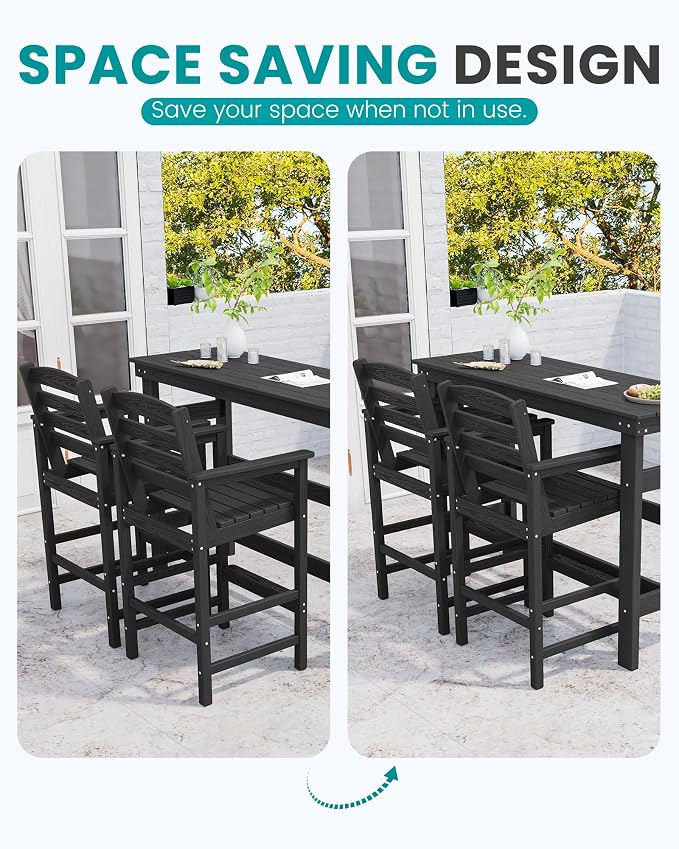 SERWALL 41" Outdoor Bar Table, All Weather HDPE Patio Bar Counter Height Table - Image 8