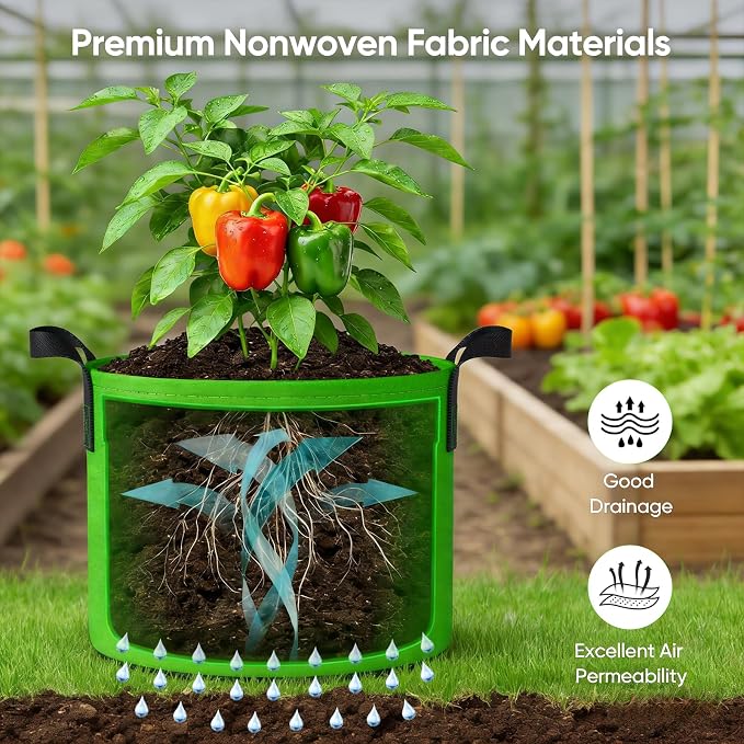 20 Gallon Potato Grow Bags: Set of 5 Colorful Gardening Supplies Fabric Pots - Image 5