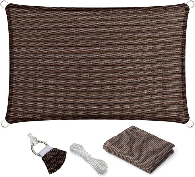 Eden's Decor Straight Flat-Edged Sun Shade Sail Rectangular 8' x 10' Brown by EdensDecorInc