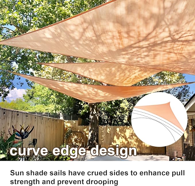 SUNLAX Sun Shade Sail 7' x 13' x 14.8' Peach Fuzz Rectangle Canopy Sail Shade - Image 2
