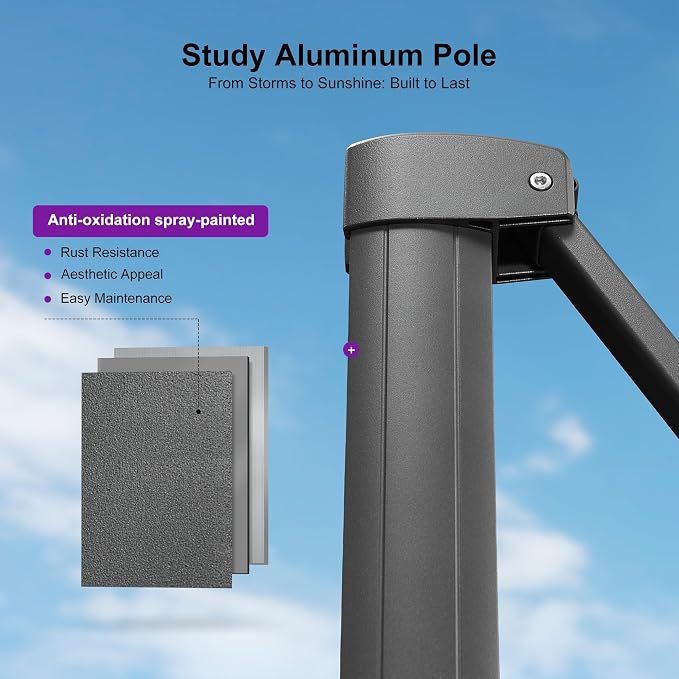 PURPLE LEAF Patio Umbrella 9' X 11.5' Rectangle Cantilever Umbrella Large - Image 3