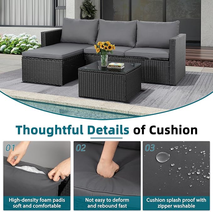 3-Piece Outdoor Patio Sectional Sofa Set - Image 5