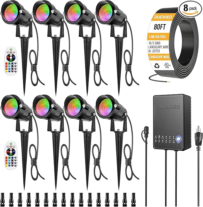 ZUCKEO All-in-One RGBW Landscape Lighting Kit, 5W Color Changing Low Voltage by ZUCKEO