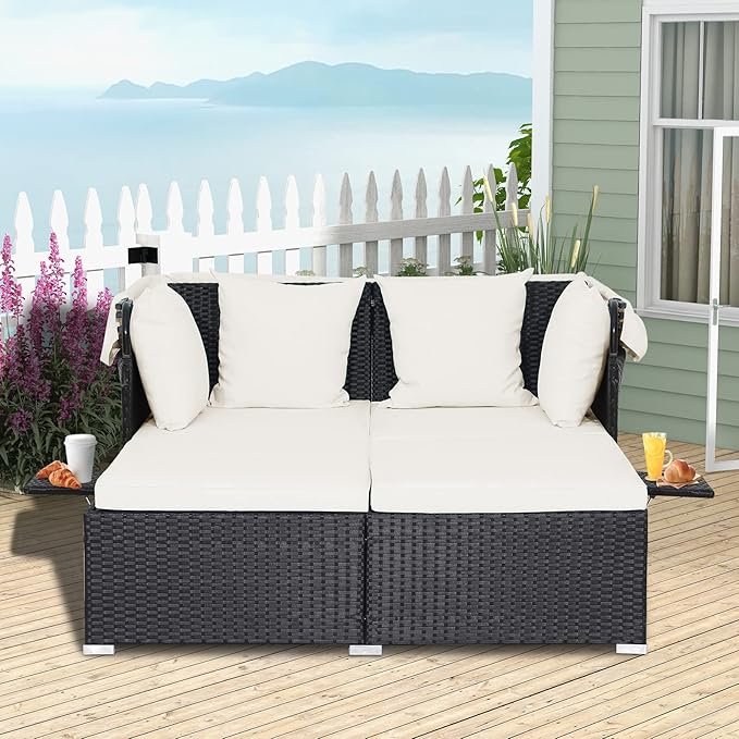 ORALNER Outdoor Daybed, 2-Person Wicker Patio Sofa - Image 5