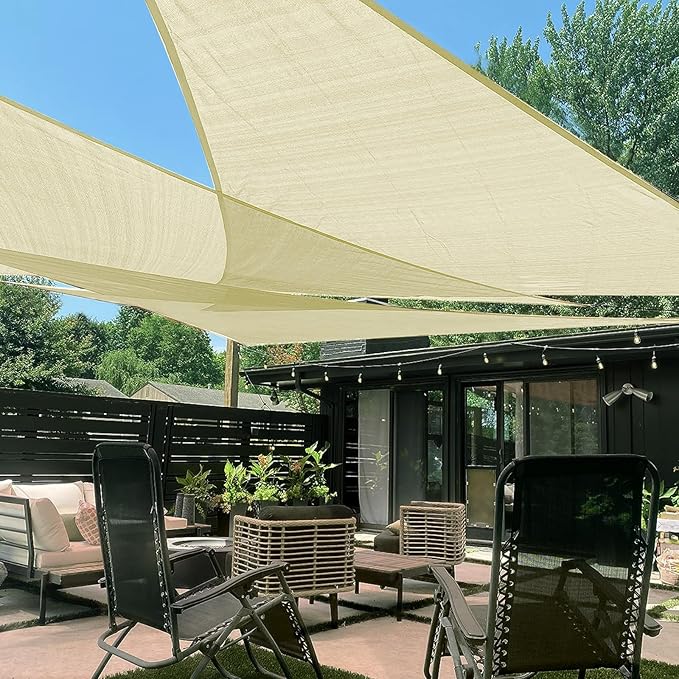 LOVE STORY Custom Size 7'x8'x10.6' Butter Cream Sun Shade Sail Right Triangle by LOVESTORY