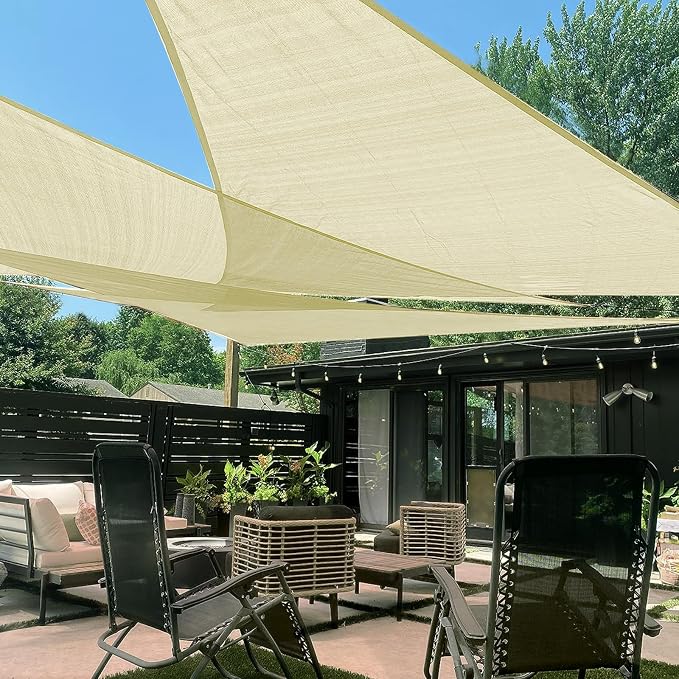 LOVE STORY Custom Size 14'x16'x16' Butter Cream Sun Shade Sail Triangle by LOVESTORY