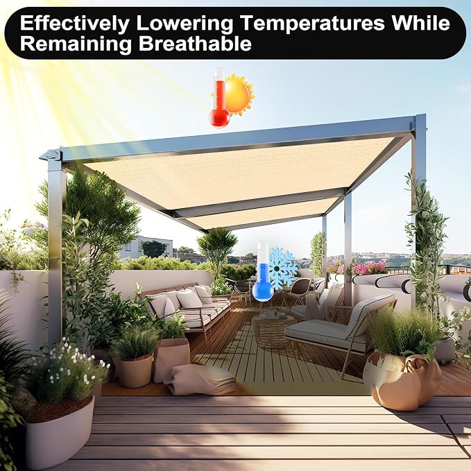 Artpuch 90% Sun Shade Cloth, 12 x 16 FT Pergola Shade Cover Canopy - Image 6