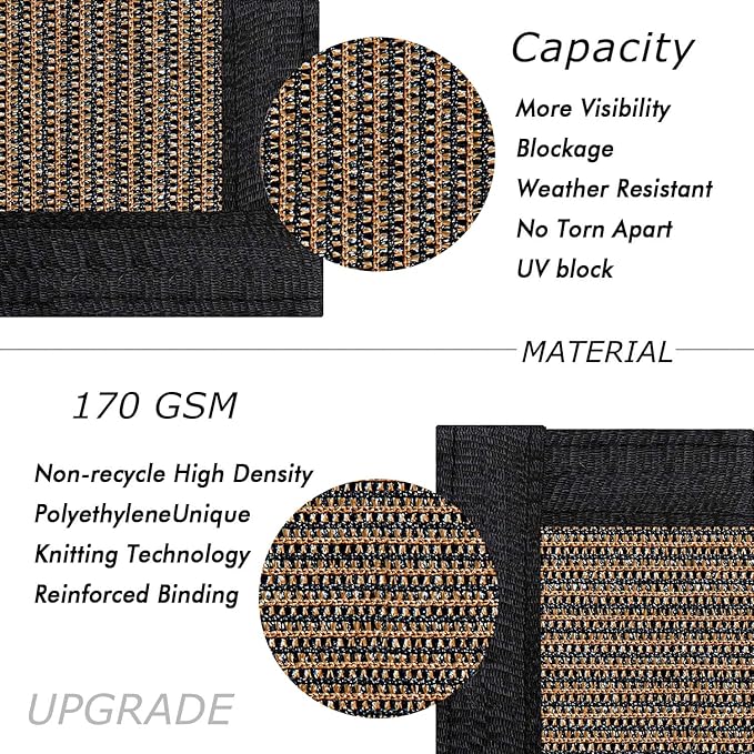 UPGRADE Privacy Fence Screen 6'x76' Brown Outdoor 90% Visibility Blockage 170 - Image 2