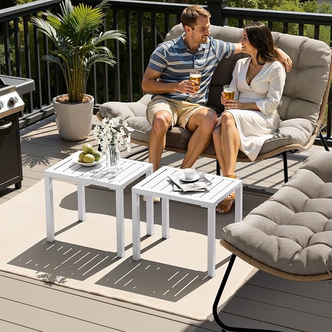 Crestlive Products Aluminum Outdoor Side Table Set of 2 - Image 8