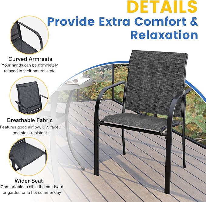 VICLLAX Patio Set for 2, Outdoor Dining Set Includes 28" Small Outdoor Table - Image 5