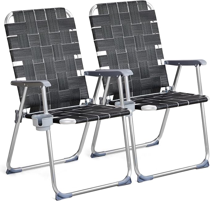 VINGLI Aluminum Patio Lawn Chairs Folding Set of 2 by VINGLI
