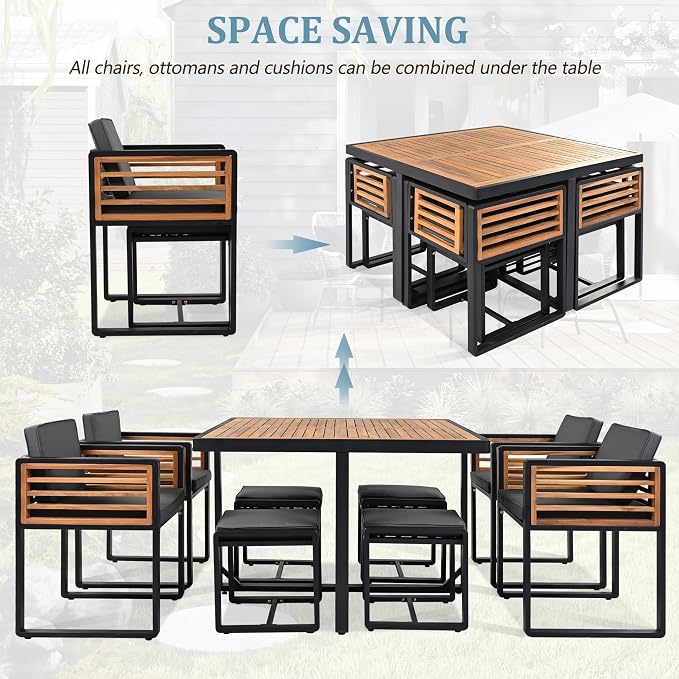 Merax 9 Pieces Outdoor Dining Set - Image 5