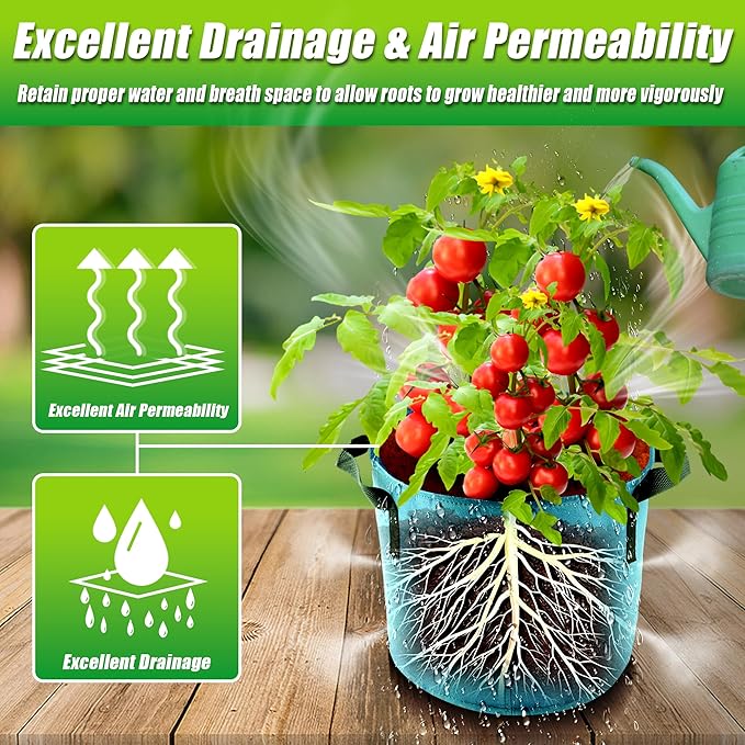 5 Gallon Grow Bags, 7 Pack Colorful Fabric Plant Pots - Image 5