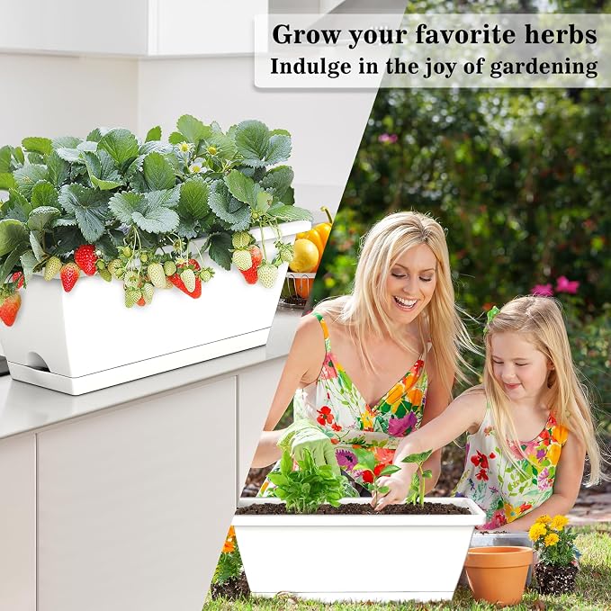 8pcs Rectangle Window Boxes Planters, 17 Inches Long Window Sill Planter Box - Image 3