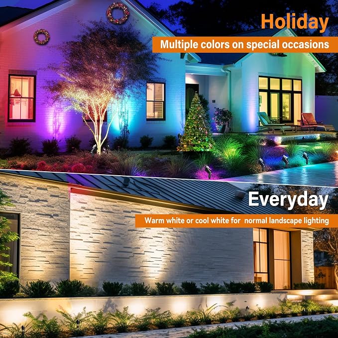 Halloween Christmas RGBW Landscape Light Outdoor, 10W Color Changing Low - Image 6