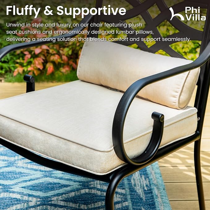 PHI VILLA Patio Dining Set for 6, Metal Patio Furniture for Outdoor Kitchen - Image 8