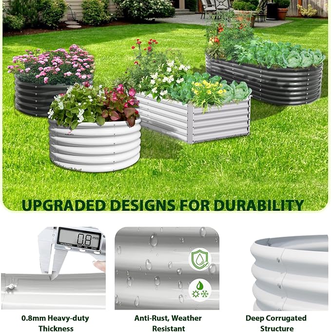 A ANLEOLIFE 6X2X1.5 ft Galvanized Raised Garden Beds Outdoor, Oval Round Metal - Image 5