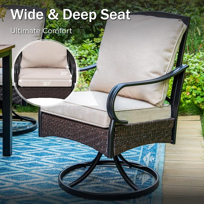 PHI VILLA 7-Piece Outdoor Dining Set, Heavy Duty Patio Table and Chairs Set - Image 7