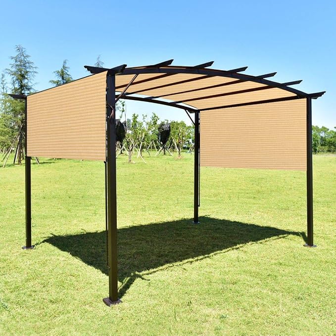 Eden's Decor Straight Flat-Edged Sun Shade Sail Rectangular 4' x 14' Beige - Image 5