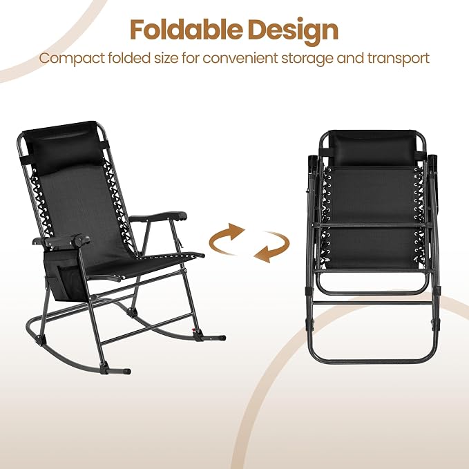 Yaheetech 26in Rocking Chair Outdoor Zero Gravity Folding Chairs Rocking Chairs - Image 4