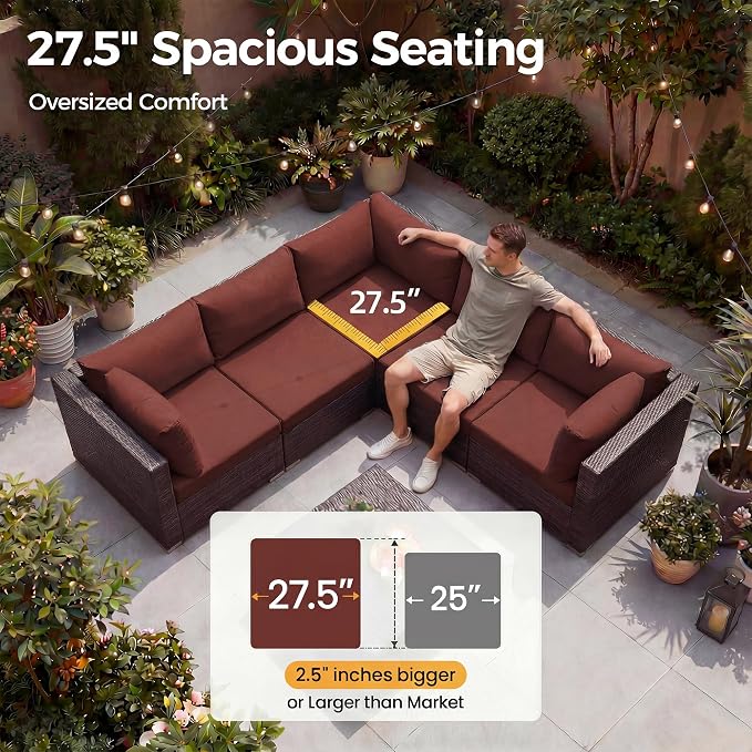 NICESOUL 29.3'' High Back Wicker Patio Furniture Set - Image 5