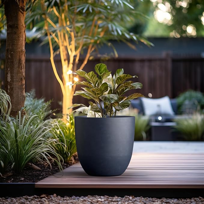 Kante 18 Inch Dia Round Concrete Planter, Indoor Outdoor Large Plant Pot - Image 3
