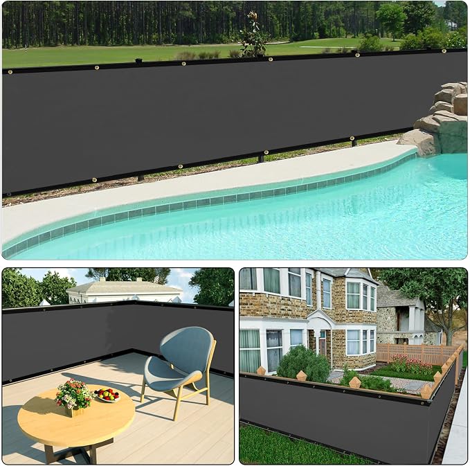 UPGRADE Privacy Fence Screen 6'x6' Dark Grey Outdoor 90% Visibility Blockage - Image 6
