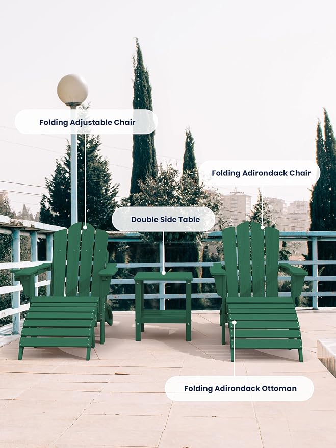 KINGYES Folding Adirondack Ottomans Set of 4 - Image 7