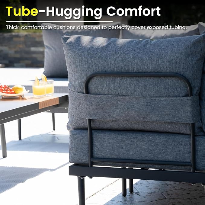 Sundale Outdoor 4 Pieces Patio Furniture Set, Metal Sectional Sofa Patio - Image 6