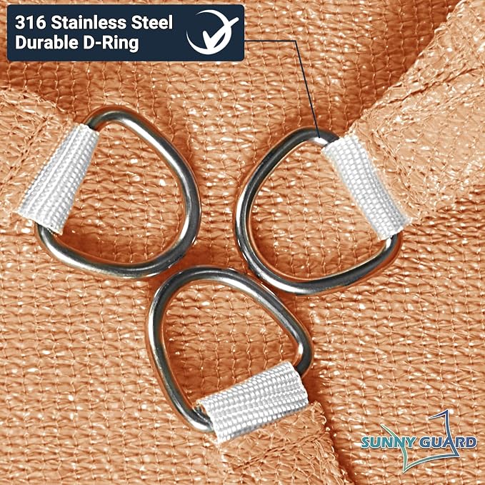 SUNNY GUARD Custom Size 9'x16' Peach Fuzz Sun Shade Sail Rectangle UV Block - Image 6
