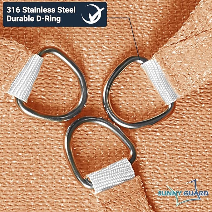 SUNNY GUARD Custom Size 9'x10' Peach Fuzz Sun Shade Sail Rectangle UV Block - Image 6