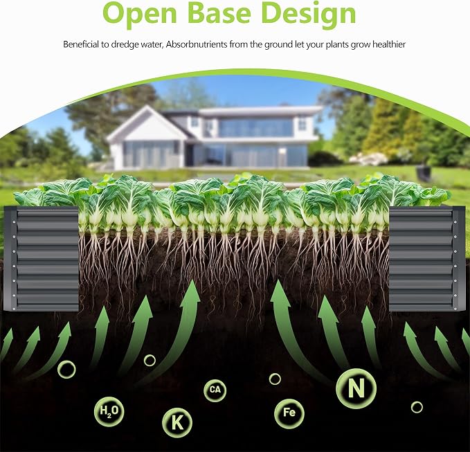 4x2x2FT Galvanized Raised Garden Bed, Galvanized Planter Boxes Outdoor - Image 2