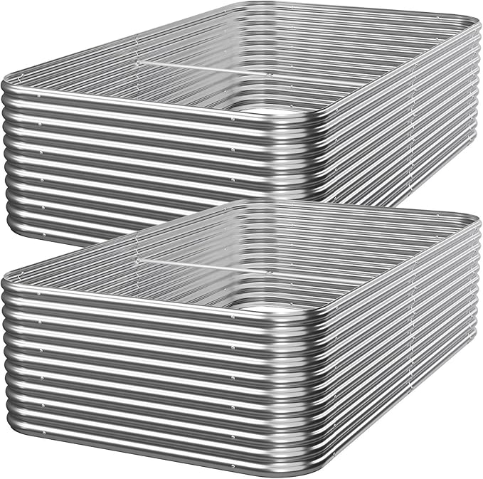 2 PCS Tall 6x3x1.5ft Galvanized Raised Garden Bed Outdoor, Metal Garden Bed by Mostmahes