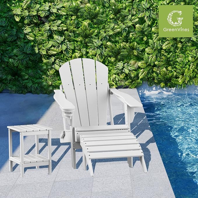 GREENVINES Adirondack-Outdoor-Side-Table | Set of 4 | 14 x 13 Inches | HDPE - Image 2