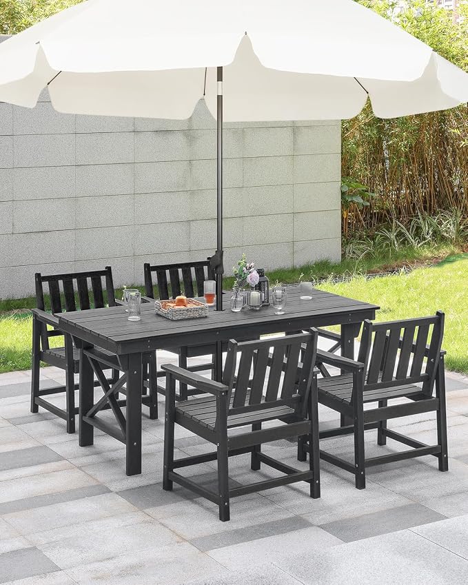 5-Piece HDPE Patio Dining Set, Outdoor Table and Chairs - Image 3