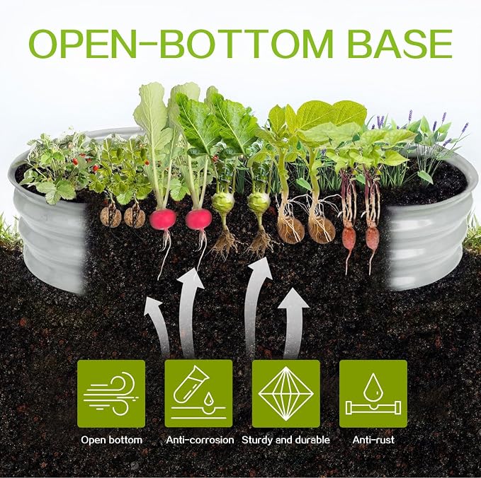 Gardmax Galvanized Raised Garden Bed, Lightweight Planter Boxes Outdoor - Image 2