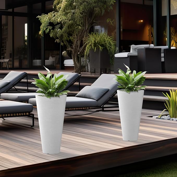 Kante Tall Round Planter Set of 2, 18 Inch Tall Decorative Planter Pots - Image 5