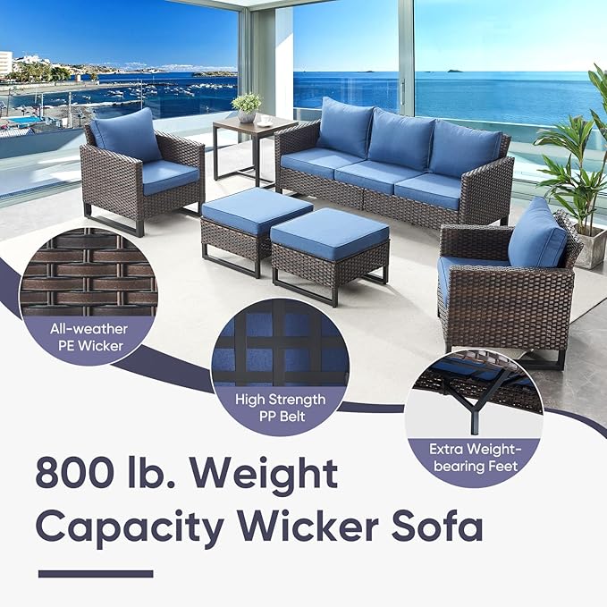 Belord Outdoor Couch Patio Furniture: Wicker Patio Sofa - Image 4