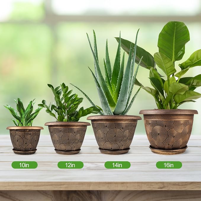 16 Inch Large Planter Pot for Plants Indoor Outdoor, 4 Pack Plastic Flower Pots - Image 6