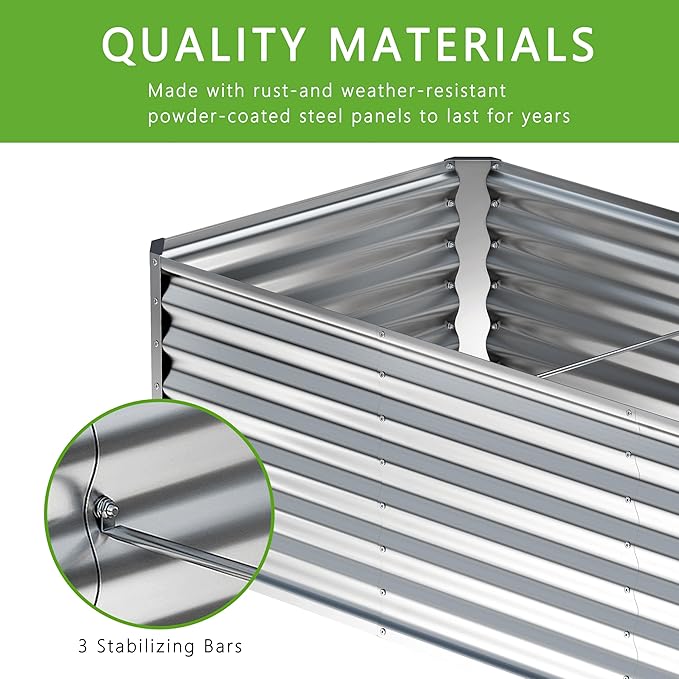 8x2x2FT Galvanized Raised Garden Bed, Planter Raised Beds-Metal Garden Box - Image 4