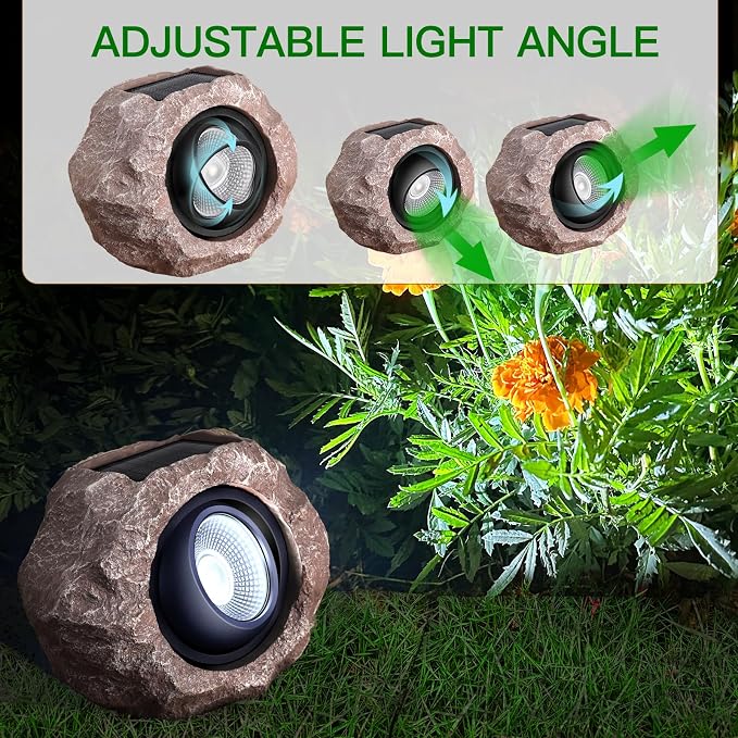 4 Pack Solar Rock Lights Outdoor, Angle Adjustable Solar Lights Outdoor - Image 2