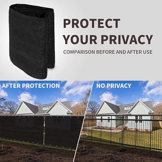 LOVE STORY Custom Size 3'x12' Black Balcony Privacy Screen, UV Block Privacy - Image 5