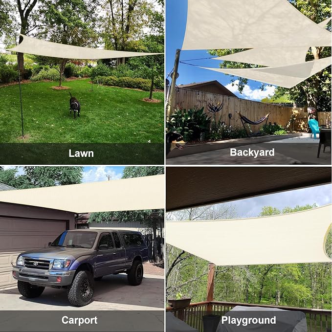 SUNLAX Sun Shade Sail 8' x 10' Butter Cream Rectangle Canopy Sail Shade Cover - Image 8