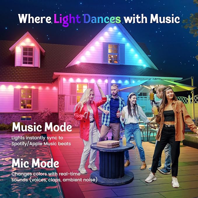 Fitop Permanent Outdoor Lights, 100FT RGB LED Eaves Light - Image 6