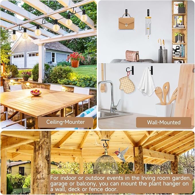 4Pack 2.5Inch Ceiling Hooks for Hanging Plant, Hanger for Indoor and Outdoor - Image 4