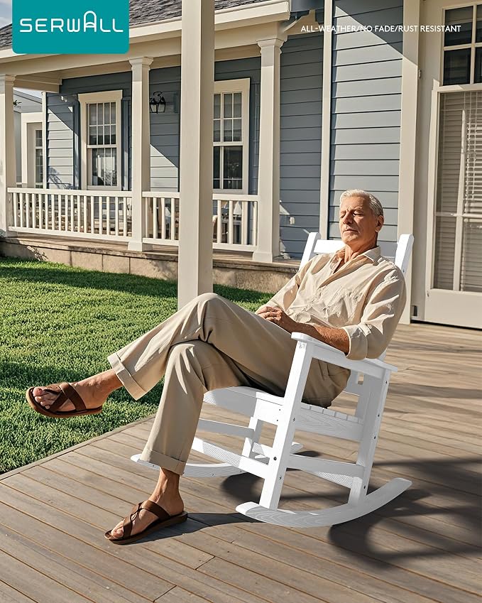 SERWALL Oversized Outdoor Rocking Chair Set of 2, HDPE Rocker - Image 2